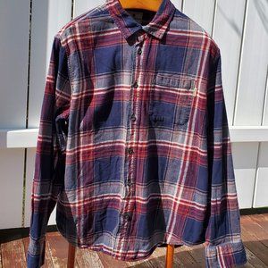 Woolrich Shirt Adult XL Blue Red Heavy Flannel Knit Men's Outdoors Hiking